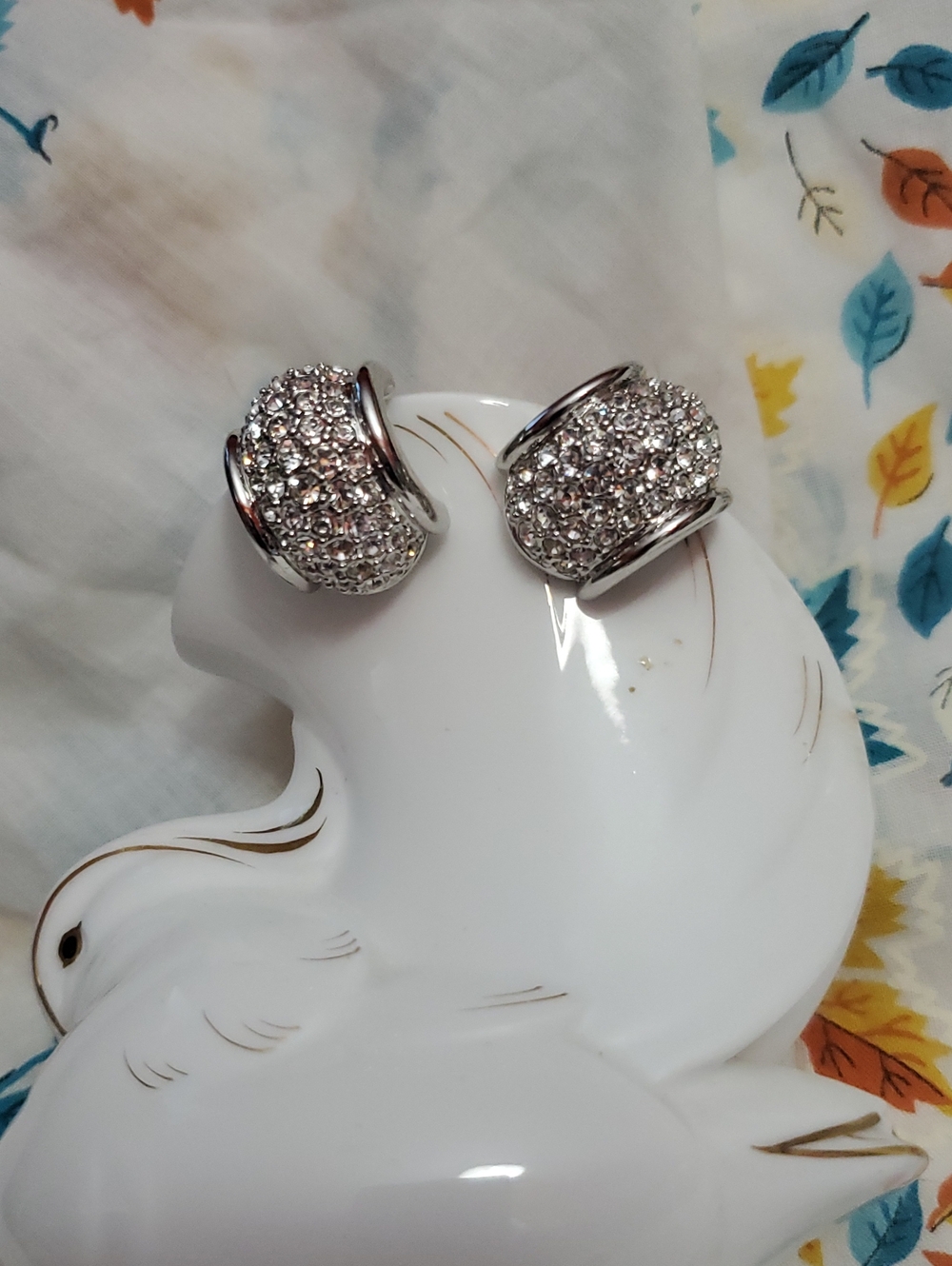 Swarovski Crystals Silvertone Clipon Earrings